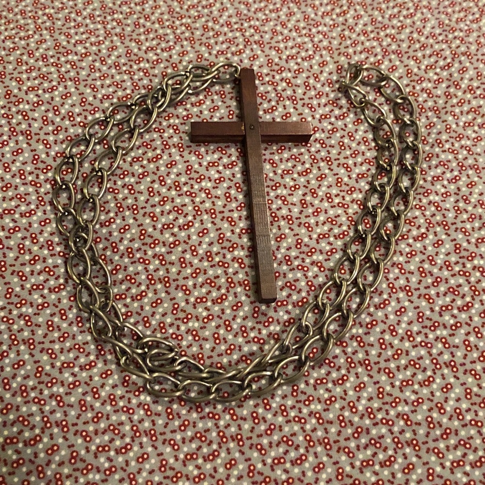 Vintage Large Brown Cross Pendant Necklace